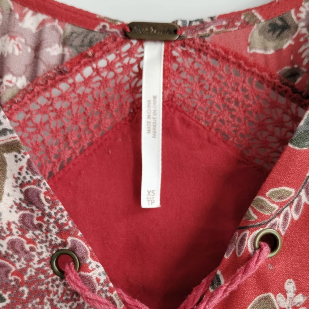 Free‎ People Red Rain or Shine Paisley Tunic Top